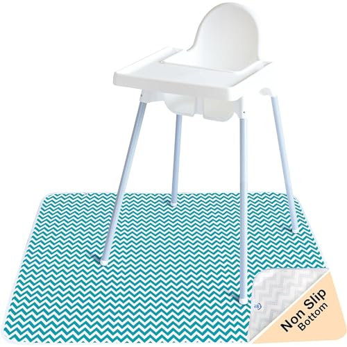 rutschfeste Spritzmatte von TotsAhoy!® Große Unterlage Bodenschutz für Hochstuhl (Aqua Chevron) Splat/Splash Mat