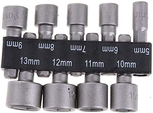 POFET 9 Stück/Set 5mm-13mm 1 / 4inch DIY Sechskantschaft Sockel Hülsen Düsen Mutter Treiber Bit Set Bohrer Adapter für Holzbearbeitungs-Elektrowerkzeug