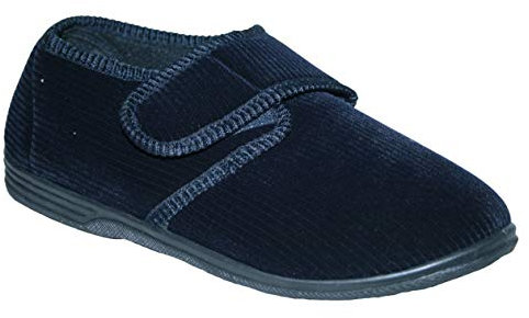 Diabetic Orthopedic Men's Easy Close Wide-Fitting Touch Close Bar-strap Shoe Slippers Sizes 6-14 (Navy Zac, UK Footwear Size System, Adult, Men, Numeric, Wide, 11)