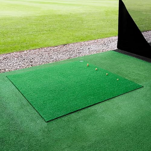 FORZA Driving Range Golf Practice Mat – 5ft x 5ft All-Weather Fairway Turf with Optional Rubber Base & Ball Tray for Home or Indoor Training