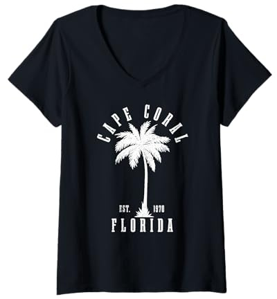Damen Cape Coral Florida USA Amerika Vintage T-Shirt mit V-Ausschnitt