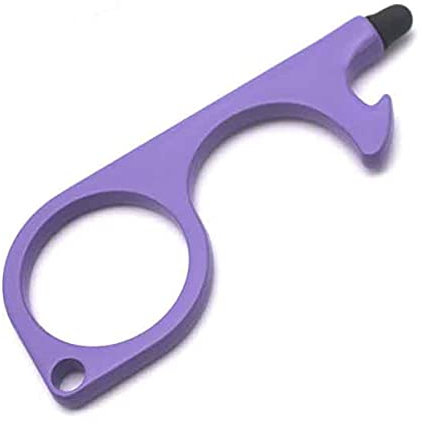 Safety Stylus Door Opener Without Touch Key Anti-Bacterial Elevator Button Door Handle Multi-Function Bottle Opener Non-Contact-France,Purple