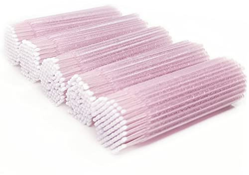 ZYIGYI 500 Pcs Disposable Micro Applicator Brush for Eyelash Extension, Micro Cotton Swabs, Lips Mascara Wands Pink