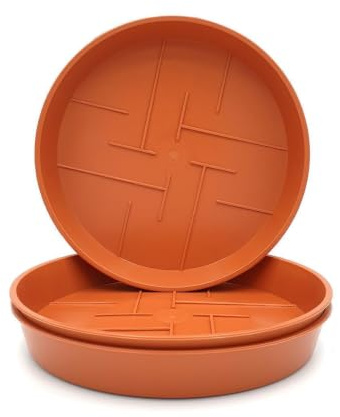 Plastard 3er Set Blumentopf-Untersetzer Ø 27 cm Rund Kunststoff Terrakotta | UV-, witterungs- und frostbeständig,ideal für innen & außen, passend für Pflanzkübel mit 24 cm Bodendurchmesser,Terrakotta