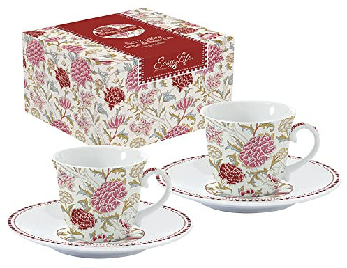 COFFRET 2 TASSES A CAFE 8CL EN PORCELAINE WILLIAM MORRIS PINK
