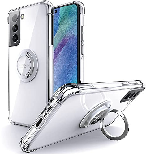 Silverback Coque pour Samsung Galaxy S21 FE 5G, Coque S21 FE 5G avec Support à Anneau Rotatif à 360 Degrés,Coque Mince en TPU Souple Antichoc - Transparente
