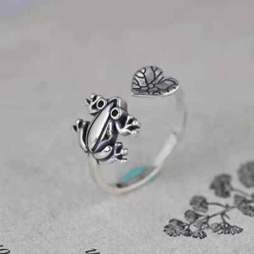 Wdhybwcx Gothic Vintage Frog Adjustable Finger Rings for Women Girls Teens Retro Fashion Frogs Toad Cool Ring Designer Aesthetic Jewelry-4