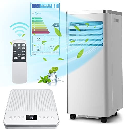 RELAX4LIFE Climatiseur Silencieux Portable 4 en 1, Refroidissement, Ventilateur, Déshumidificateur, Mode Nuit, Télécommande, Minuterie 24H, Verrouillage Parental (Style 4, 7000BTU Blanc)