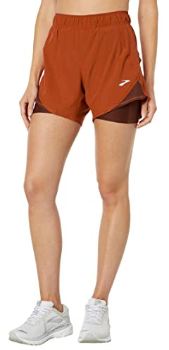 Brooks Damen Chaser 2-in-1-Shorts 12,7 cm, Kupfer/Run Raisin, Klein