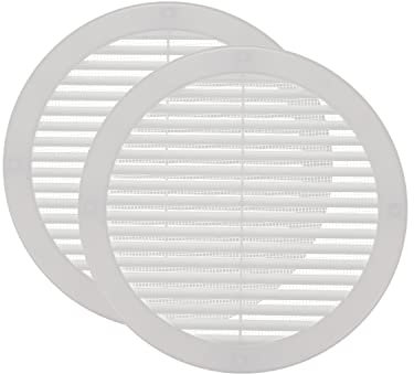 Vent Systems Ø200 mm 2 Stück Weiße Lüftungsabdeckung – Runde Lüftungsschlitze mit Flansch – Gitterabdeckung – Integrierter Insektenschutz – HVAC-Lüftungsöffnungen für Badezimmer, Heimbüro, Küch