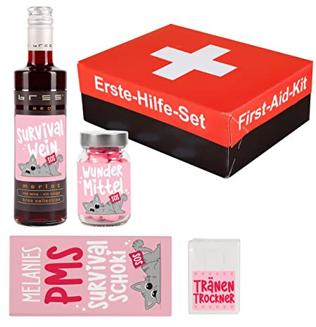 Lustapotheke® Scherzgeschenk für Frauen Notfallbox bei PMS in Erste-Hilfe-Box/mit Wunschname