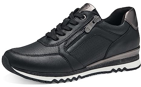 MARCO TOZZI Damen Sneaker flach Vegan Freizeit, Schwarz (Black/Gun Mtl), 39 EU