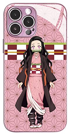 Akatxezy Anime Phone Case for iPhone 14, Eye-Catching Japanese Art Pattern, Hybrid TPU Tempered Glass Protective Cover