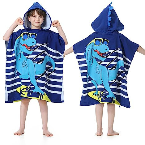 Mokani Poncho de Baño Niños Poncho Toalla, Microfibra Ultra Suave y Absorbente Toalla de Baño Poncho de Playa Niño Toalla con Capucha Albornoz para Playa Piscina Niñas Niños 6-14 Años