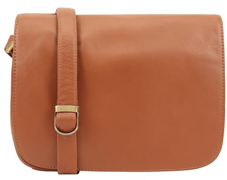 Lloyd Baker NAHAN Umhängetasche aus echtem Leder, weiche Lederhandtasche mit verstellbarem Riemen, kompakte Größe mit mehreren Fächern, Kartenfächern und Reißverschlusstaschen., cognac