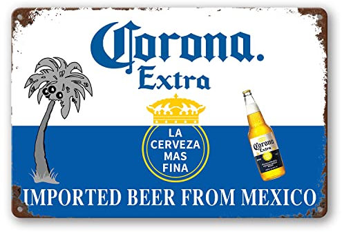 Vintage Blechschild, Corona Beer From Mexico, Home Bar Man Cave Decor, 30 x 20 cm / 12 x 8 Zoll Beer Bar Schild, Home Party Bar Retro Vintage Schilder