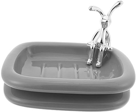 BUGUUYO Selbstentleerende Badezimmer-seifenschale Badezimmer Seifenschalen Seifenschale Für Die Badewanne Hasen-ringhalter Mini-badewannen-seifenhalter Lagerregal rutschfest Keramik