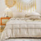 Freyamy Böhmen Bettwäsche 135x200cm 4teilig Beige Quaste Boho Chic Bettwäsche Gewaschene Microfaser Bettwaren-Sets Fransen Bettbezug 2 Bettdeckenbezüge mit Reißverschluss und 2 Kissenbezug 80x80cm
