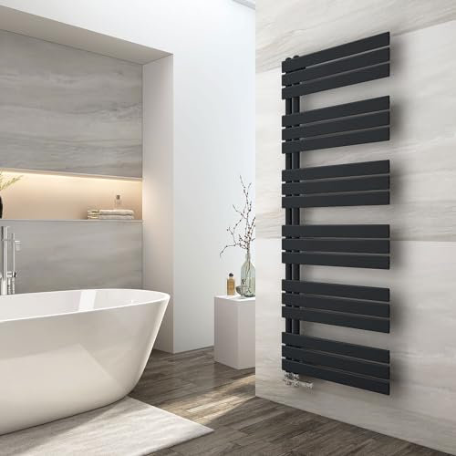 EMKE Badheizkörper 1599x600 mm, Handtuchheizkörper Seitenanschluss Badheizkörper Handtuchhalter Handtuchwärmer Handtuchtrockner Heizkörper Flach Bad Handtuchheizung Schwarz 958W