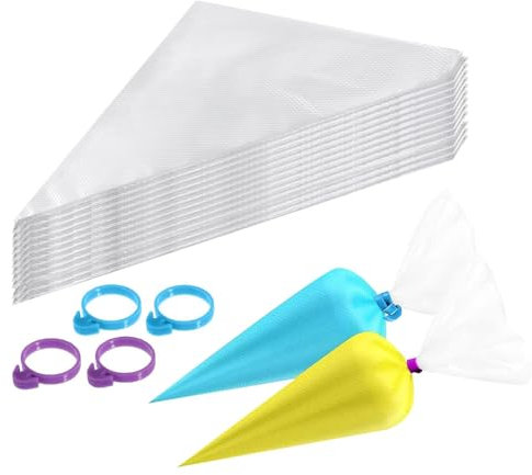 100 poches à pâtisserie jetables, poches à pâtisserie pour gâteaux, poches à pochettes à glaçage jetables pour les kits de décoration de gâteaux, 4 À Douille Anneau