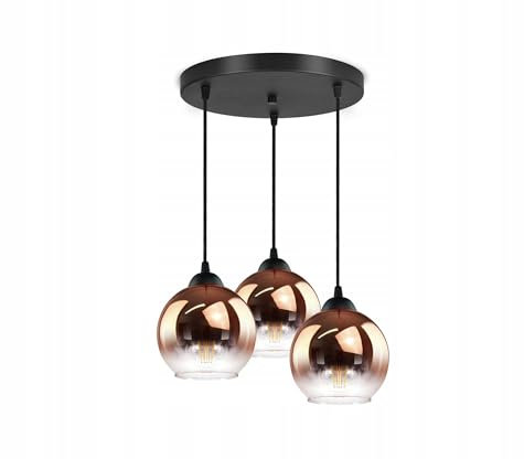 FKL DESIGN Home Deco Deckenlampe Pendellampe Hängelampe Wandlampe Tischlampe Leuchte Pendelleuchte Kugel Schwarz Kupfer Transparent 840