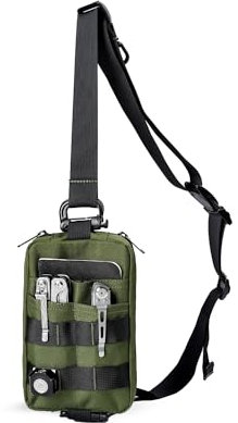 VIPERADE CHS2 Riñonera táctica pequeña para Hombre, Mochila Cruzada Molle con Correa de Hombro Ajustable, Bolsa de Pecho para Senderismo, Viajes, Manualidades (Verde)