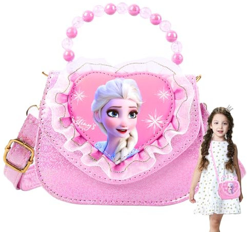 yumcute Handtasche Mädchen Geschenke, Mädchen Tasche Elsa Kindertasche, Prinzessin Wasserdicht Handtasche Klein Mit Verstellbarem Gurt Spitzenstil, Perlenhandtasche Geschenke Für Kinder