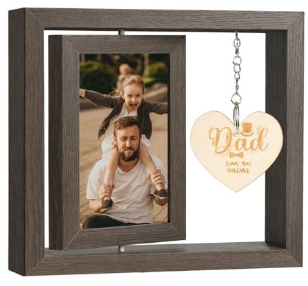 Aolso Cadre Photo Bois Personnalisé avec Amour Design Peut Contenir, Cadre Photo en Bois Rotatif Double Face, Cadre Photo Rotatif Double Face pour votre famille, Cadre Photo Rotatif