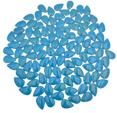 105PCS 28mm x 18mm Ceramic Raindrop DIY Mosaic Tiles, 500g Mosaic Tile Pieces for Handmade Mosaic Making Kits Art Projects Home and Outdoor Decoration (Blue)