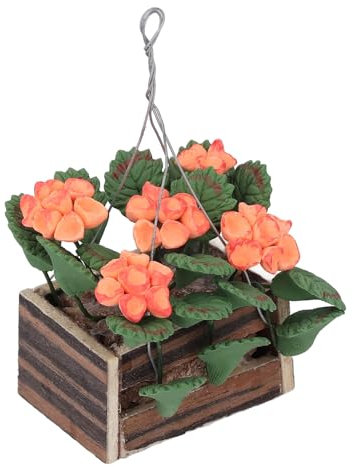 1:12 Scale Miniature Hanging Flower Basket High Simulation Dollhouse Hanging Plant Pot for 1:12 Miniature Dollhouse Decoration Dollhouse Accessories