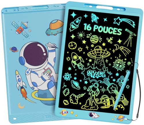 16 Pouces Tablette d'écriture pour Enfants, Electight Tablette de Dessin LCD Tableau, avec Fonction de Verrouillage D'effacement, Cadeau Surprise pour Filles Garçons de 2-8 Ans (Bleu)