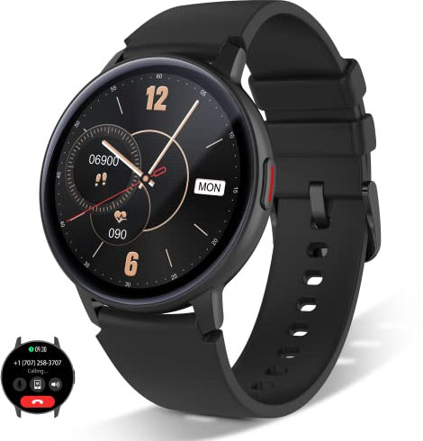 Smart Watch for Women Men(Answer/Dial Calls), 1.3 Round Face Watches Always-on Display Smartwatch for Android and iOS Phones, IP68 Waterproof Fitness Tracker with Ai Voice, Heart Rate, Sleep (Black)