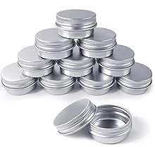 Lot de 12 Pots en Aluminium, Argenté Petit Pot 15ml Avec Couvercle, Pots de Contenants Cosmétiques Vides Pots de Voyage Rondes, Pot Bougie Vide,pour Bougies, Maquillage, Crème, Baume à lèvres