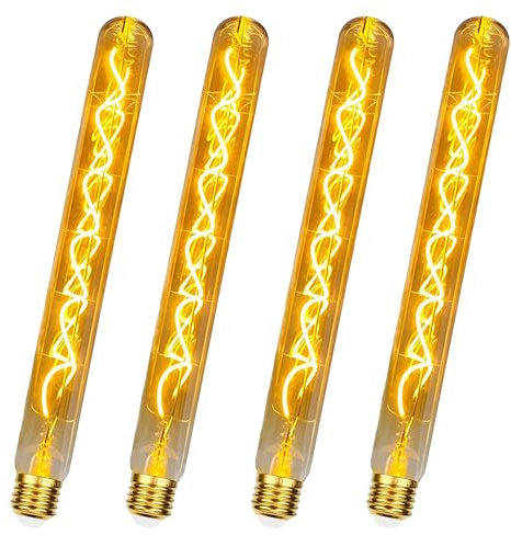 E27 LED Vintage Glühbirne, Edison Vintage Glühbirne E27 Dimmbar 4W LED Röhre in 300mm Länge, Retro LED Lampe Warmweiß LED Flötenrohr Ideal für Wandlampe,Steampunk-Lampen,Stehlampe - 4 Stück