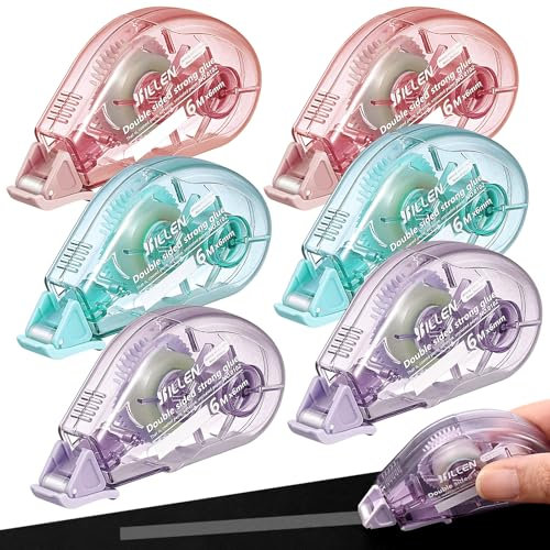 Zeawavsl Lot De 6 Rouleaux De Colle, Ruban AdhéSif Double Face, Roue De Souris à Colle – Ruban AdhéSif Double Face Pour Scrapbooking, Colle Photo Et Projets D'Artisanat, 6 Mm X 6 M