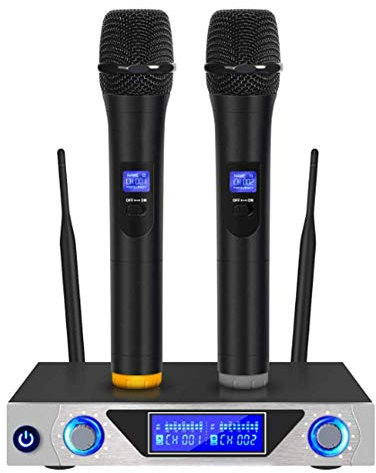 UHJKLA Wireless Microphone, Handheld Professional Microphone, Ktv Microphone Wireless Microphone One For Two Microphone Set