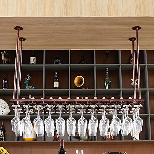 CVERTHAF Weinregal, Decken-Weinregale, Hängender Kelchhalter, Unter Dem Stielglasschrank, Flaschen-Aufbewahrungsregal Für Die Küche Zu Hause, Bar, Hotel, Höhenverstellbares Aufbewahrungs-Organizer-Ra