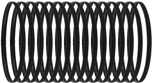 15 Stück Haarband Sport Jungs Dünn Haarbänder Damen Antirutsch Elastische Stirnband Kinder Jungen Stirnbänder für Fußball Yoga Laufen(Schwarz)