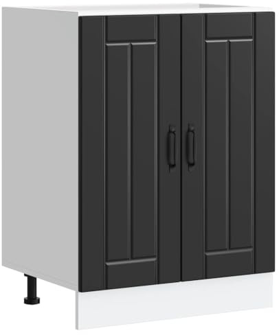 Myheimly Küchenschrank Küchenzeile,Küchenmöbel Einbauküche Schrank,Holzwerkstoff Schrank,Schwarz,Waschbeckenunterschrank,60 x 46 x 81.5 cm