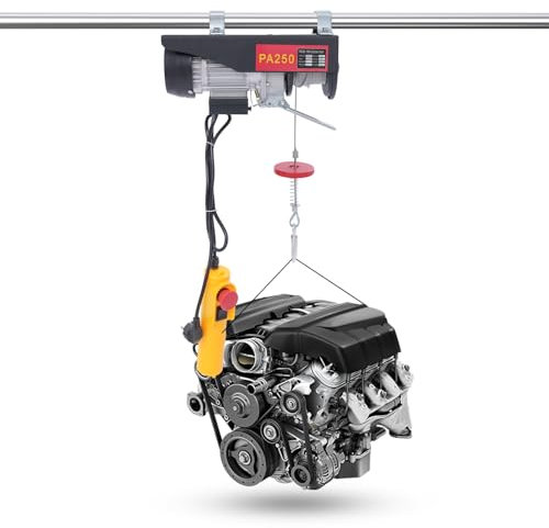 TFIANYNI Flaschenzug Elektrisch Mit Anti Rotations Stahldrahtseil, Zwei Hebemodi, Hebezug Elektrisch Mit Kabelgebundene Fernbedienung Und Begrenzer (550W, 125kg-250kg)