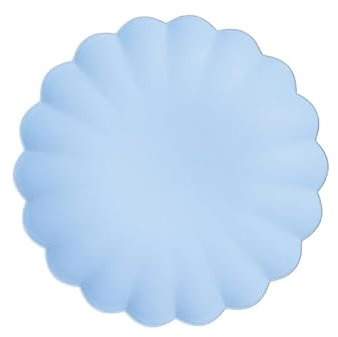 96 piatti di plastica a balze, 22 x 22 cm, azzurro, piatti riutilizzabili