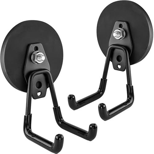 POPPSTAR 2 Ganci magnetici per garage (rotondi Ø 88 mm, forza di trazione 42 kg, altezza 80 mm), colore: nero