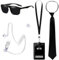 Lunriwis 6PCS Agent Kostüm Zubehör, Agent Kostüm Zubehör Set mit schwarzer Sonnenbrille Krawatte Handset, Männer Frauen Kinder Jungen Mädchen Ausweis und Kartenhalter Cosplay