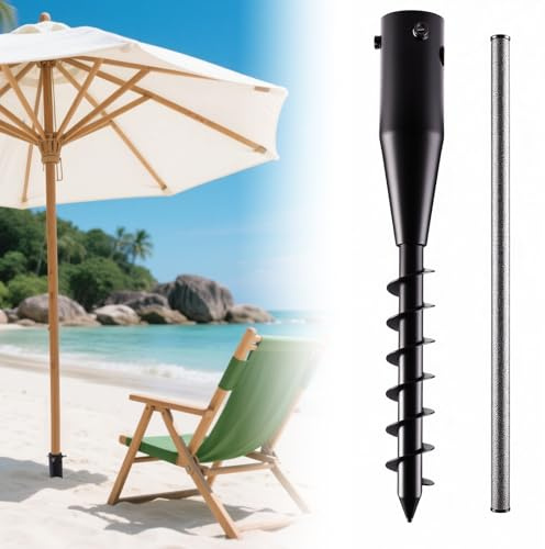 Ancre de parasol robuste et piquet rotatif pour corde à linge, base en tire-bouchon à 6 spirales pour parasol de plage, jardin et terrasse, boutons légers et réglables (2,5 à 5 cm), support de parasol