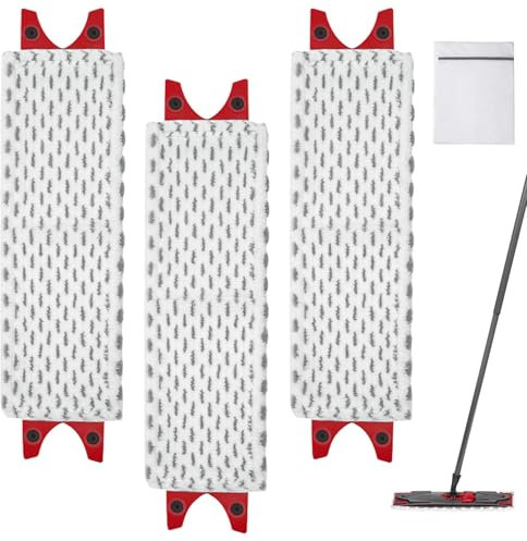 PLCatis 3 Rot-Weiß Auswechselbare TücherFloor Mop Ersatztücher (für Vileda Floor Mop Besen) Bodenreinigung Fleckenentfernung