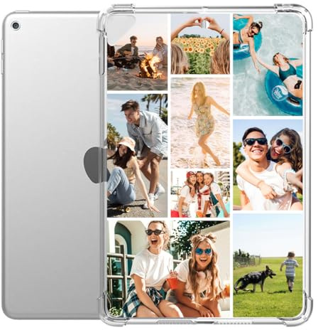 Custom Picture Case for iPad 5th/6th Generation (9.7-inch, 2017/2018) Personalized Collage Photo Text Name Tablet Cover Lightweight Soft TPU Anti-Scratch Shockproof Impact Resistant Transparent Clear