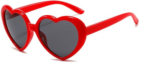 RGEVGER Herzförmige Sonnenbrille, rote Herz-Sonnenbrille, Vintage-Designer-Stil, 90er-Jahre-Stil, polarisierte Brille, für Outdoor, Erntedankfest, Halloween, Weihnachten, Sommerparty, lustige Party