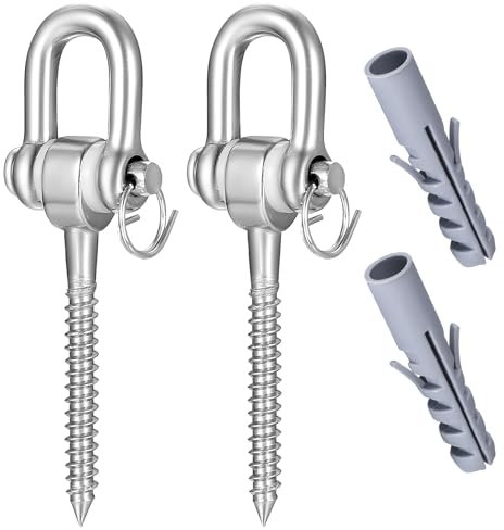 ANBEEISS 2 Pcs Heavy Duty Swing Hangers, 180° Stainless Steel Eye Bolts Hammock Swing Brackets, Ceiling Swings Hooks for Hanging Wooden Porch Playground Yoga Hammocks, 800KG Capacity