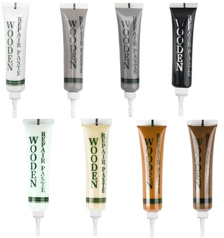 Onperpoe 8 Colours Wood Furniture Repair Kit, Wood Filler, White, Light Gray, Dark Gray, Black, Lvory, Maple, Brown, Light Walnut, Laminate Repair Kit for Scratches Cracks Holes Stains