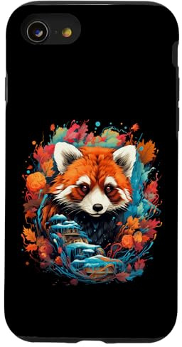 Bunter roter Panda Hülle für iPhone SE (2020) / 7 / 8